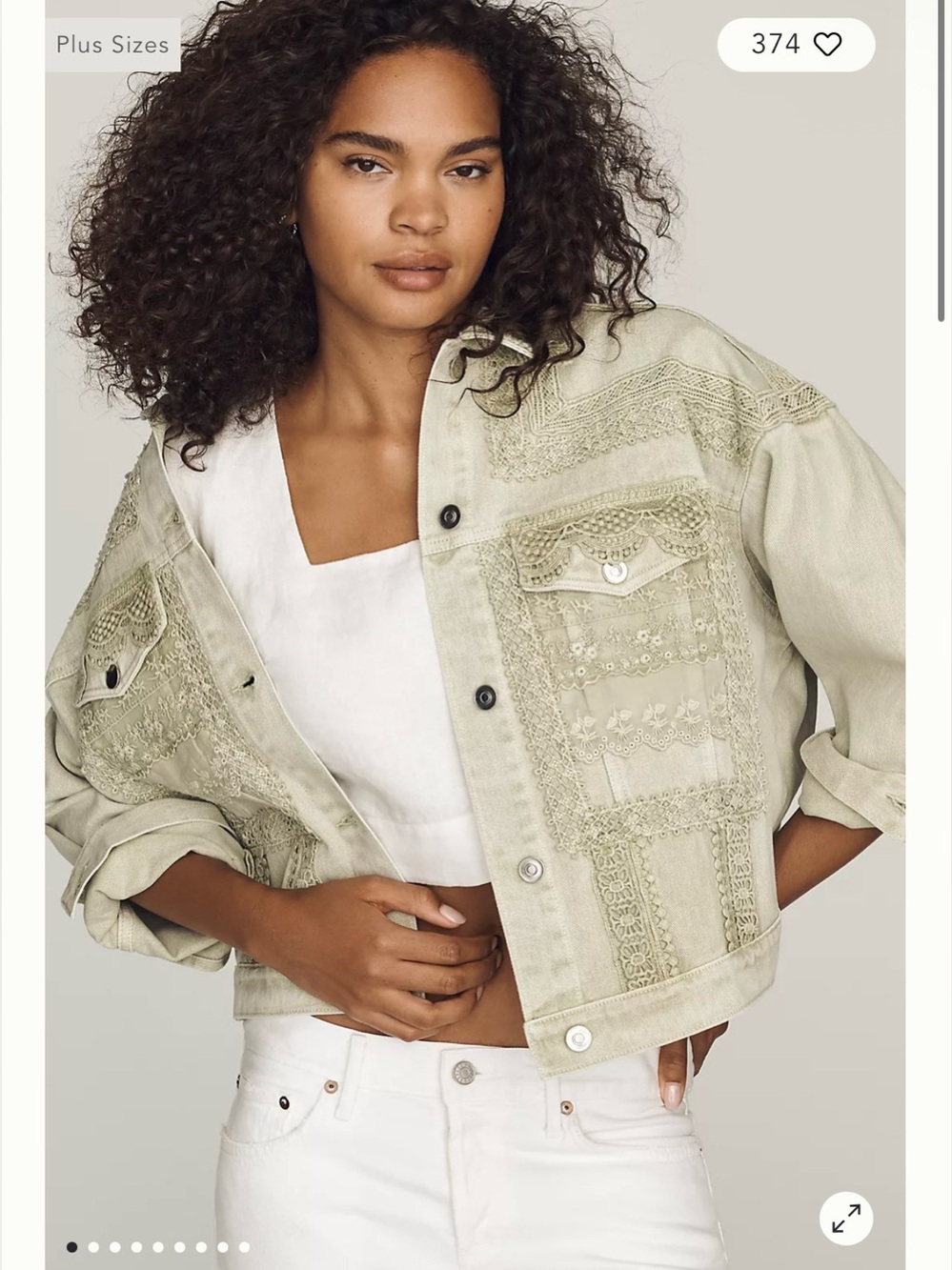 By Anthropologie Denim Lace Trucker Jacket